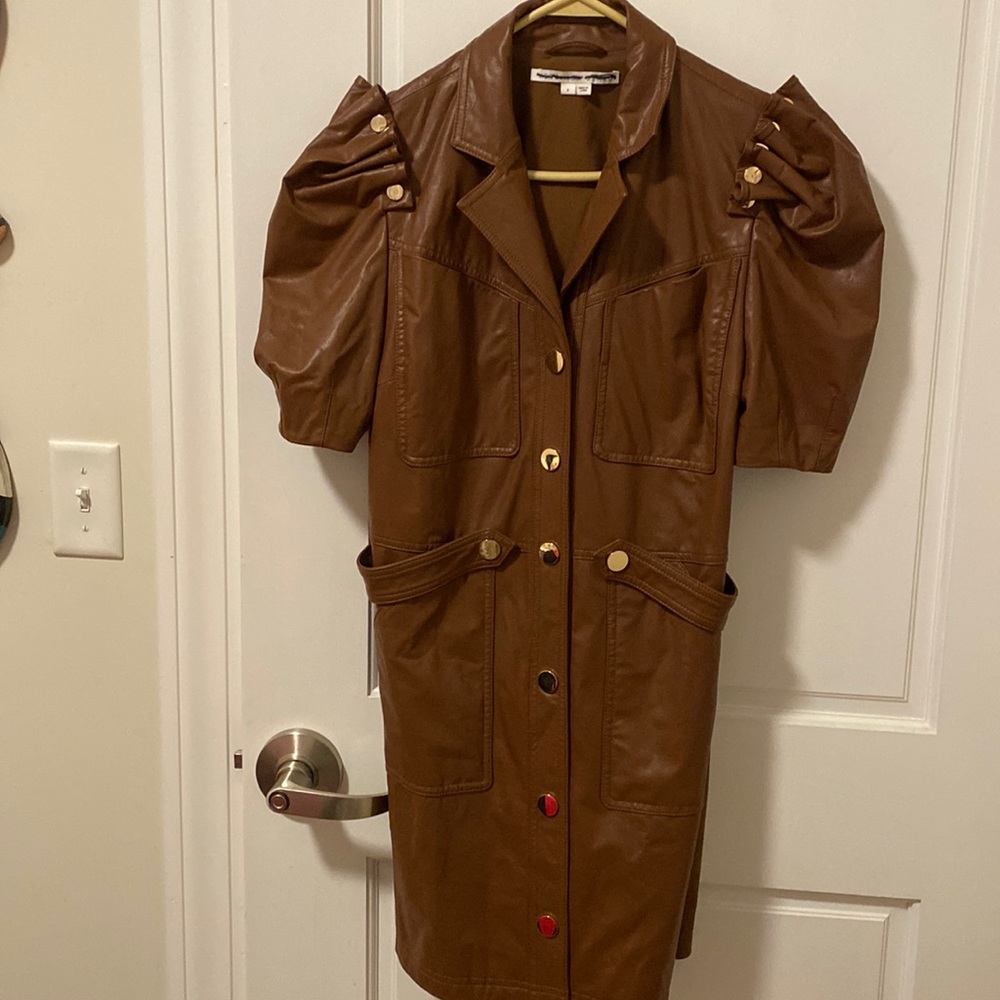 Veronica Beard  Vegan leather dress with fabulous detail size 4